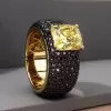6.5ct Radiant Cut Yellow Sapphire Bold Paved Ring