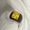 6.5ct Radiant Cut Yellow Sapphire Bold Paved Ring
