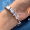 78ctw Asscher Cut White Sapphire Tennis Bracelet