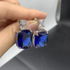 32ctw Cushion Cut Sapphire or  Aquamarine Drop Earrings