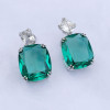 32ctw Cushion Cut Sapphire or  Aquamarine Drop Earrings