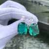 32ctw Cushion Cut Sapphire or  Aquamarine Drop Earrings