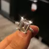 Handmade 2 ct Emerald Cut 925 Sterling Silver Ring