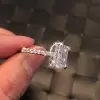 Handmade 2 ct Emerald Cut 925 Sterling Silver Ring
