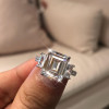 Handmade  3.3 ct  Emerald Cut 925 Sterling Silver Engagement Ring