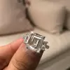 Handmade  3.3 ct  Emerald Cut 925 Sterling Silver Engagement Ring