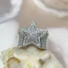 Men's Micro-pave Setting  Round Cut White Sapphire Star Ring