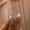 Handmade  2 ct  Round Cut  3 Stones Rose Gold Ring