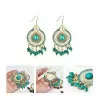 Round Bohemian Style Green Tassel Earrings
