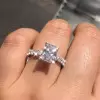 Handmade  1.9 ct  Radiant Cut 925 Sterling Silver Engagement Ring