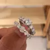 Handmade 0.8 ct Round Cut Sterling Silver 2 Pieces Wedding Set