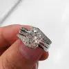 1.5ct Round Cut White Sapphire 3pcs Bridal Set