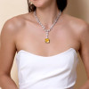 23ct Princess Cut Yellow Sapphire Pendant Necklace 