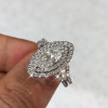 1.6ct Marquise Cut White Sapphire 2pcs Bridal Set