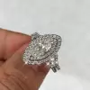 1.6ct Marquise Cut White Sapphire 2pcs Bridal Set