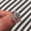 Handmade Halo 1.2 ct Round Cut Ring Set With One Band