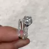 Handmade Halo 1.2 ct Round Cut Ring Set With One Band