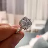 Handmade Halo 1.2 ct Cushion Cut Sterling Silver Ring