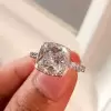 Handmade Halo 1.2 ct Cushion Cut Sterling Silver Ring