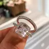 1.2ct Cushion Cut White Sapphire 2pcs Bridal Set