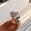 1.2ct Cushion Cut White Sapphire 2pcs Bridal Set