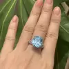 11ct Cushion Cut Aquamarine Engagement Ring