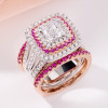 6.8ct Princess Cut White Sapphire Interchangeable Bridal Sets In Rose Gold