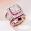 6.8ct Princess Cut White Sapphire Interchangeable Bridal Sets In Rose Gold