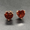 2ct Heart Cut Garnet Stud Earrings in Rose Gold
