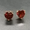2ct Heart Cut Garnet Stud Earrings in Rose Gold