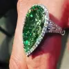 14.5ct Pear Cut  Fancy Green Sapphire Engagement Ring