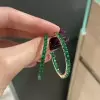 7.8ctw Round Cut Emerald Hoop Earrings in Gold