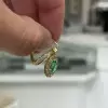 Vintage Style Oval Cut Emerald Drop Earrings in Gold