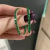 7.8ctw Round Cut Emerald Hoop Earrings in Gold