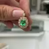 Vintage Style Oval Cut Emerald Drop Earrings in Gold