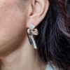 9ctw White and Black Sapphire Paved Bow Earrings