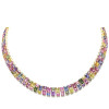 66ctw Emerald Cut Multicolor Sapphire Statement Necklace