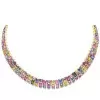 66ctw Emerald Cut Multicolor Sapphire Statement Necklace