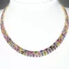 66ctw Emerald Cut Multicolor Sapphire Statement Necklace