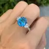 5ct Oval Cut Aquamarine Three Stone Engagement Ring