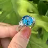 5ct Oval Cut Aquamarine Three Stone Engagement Ring