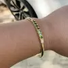 Simple Round Cut Emerald Bangle in Gold
