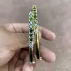 Simple Round Cut Emerald Bangle in Gold