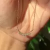 Round Cut White Sapphire Crown Necklace in Gold