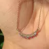 Round Cut White Sapphire Crown Necklace in Gold