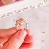 Handmade 3 CT Cushion Cut Champagne Sterling Silver Ring