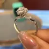 Round Cut White Sapphire Rose Flower Engagement Ring