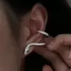 Round Cut White Sapphire Snake Stud Earrings Climbers