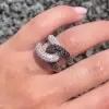 Paved White Black Sapphire Bold Knot Unisex Ring