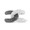 Paved White Black Sapphire Bold Knot Unisex Ring